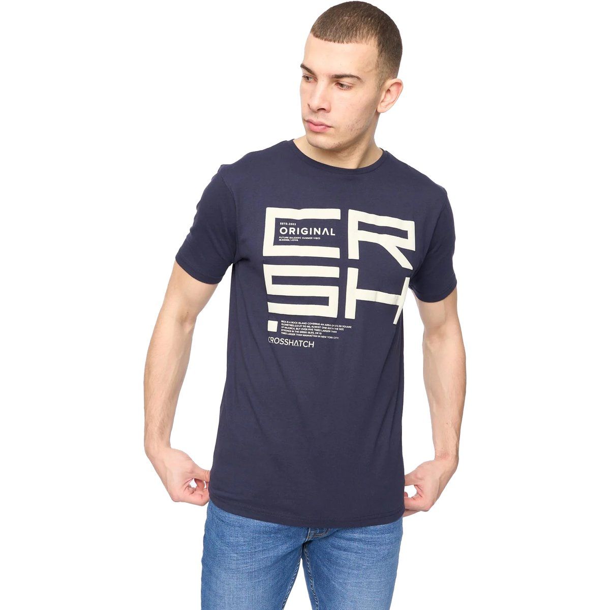 Crosshatch - "Squarebox" T-Shirt für Herren (Marine)