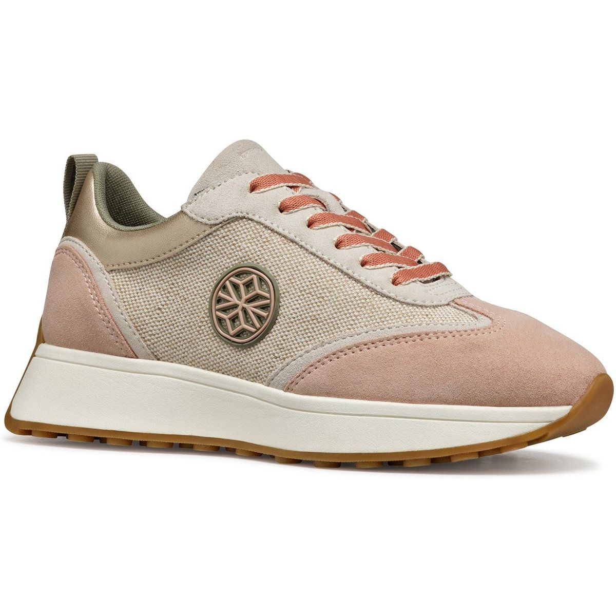 Geox D AMABEL Synthetische Polyurethan Damen Trainer in Hellbeige/Hellbraun