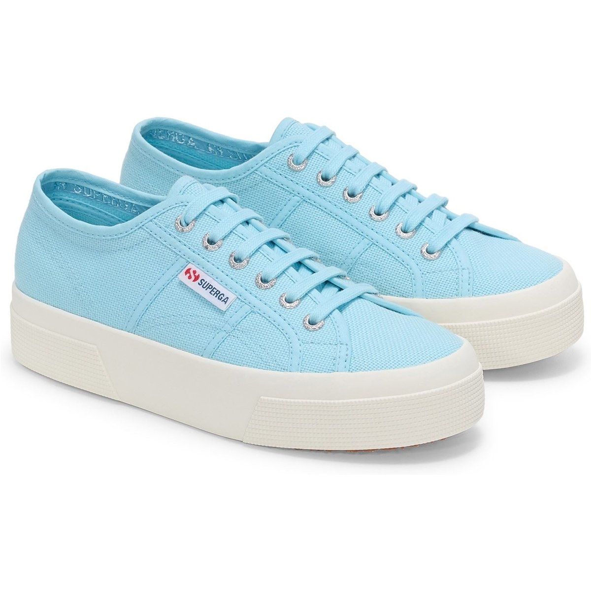 Superga 2740 PLATFORM Baumwoll Damen Sneaker Crystal Azul