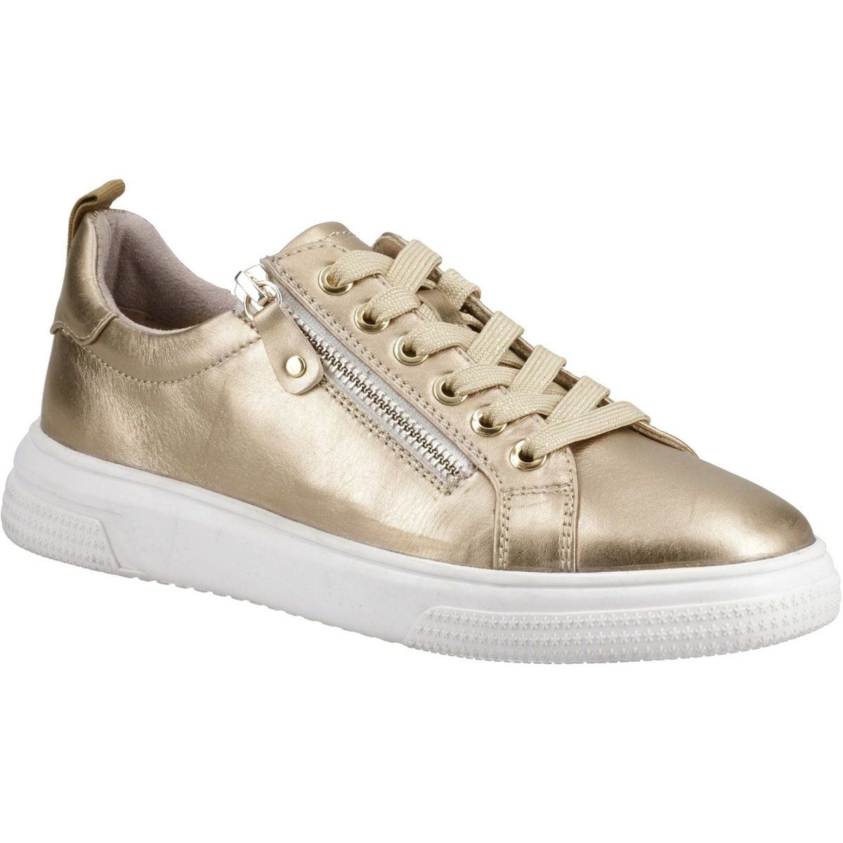Goldene Metallic Leder Freizeit-Sneakers