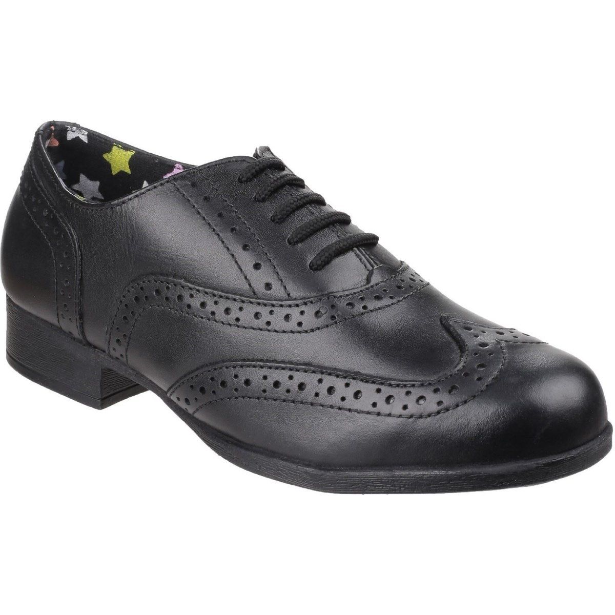 Hush Puppies Kada Senior Leder Mädchen schwarze Brogues