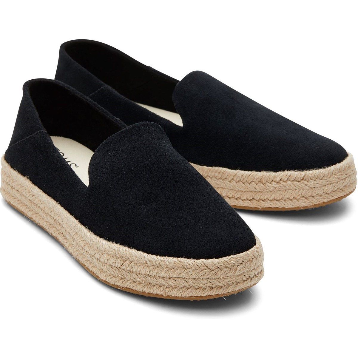 TOMS Carolina 100% Rindsleder Damen schwarze Espadrilles
