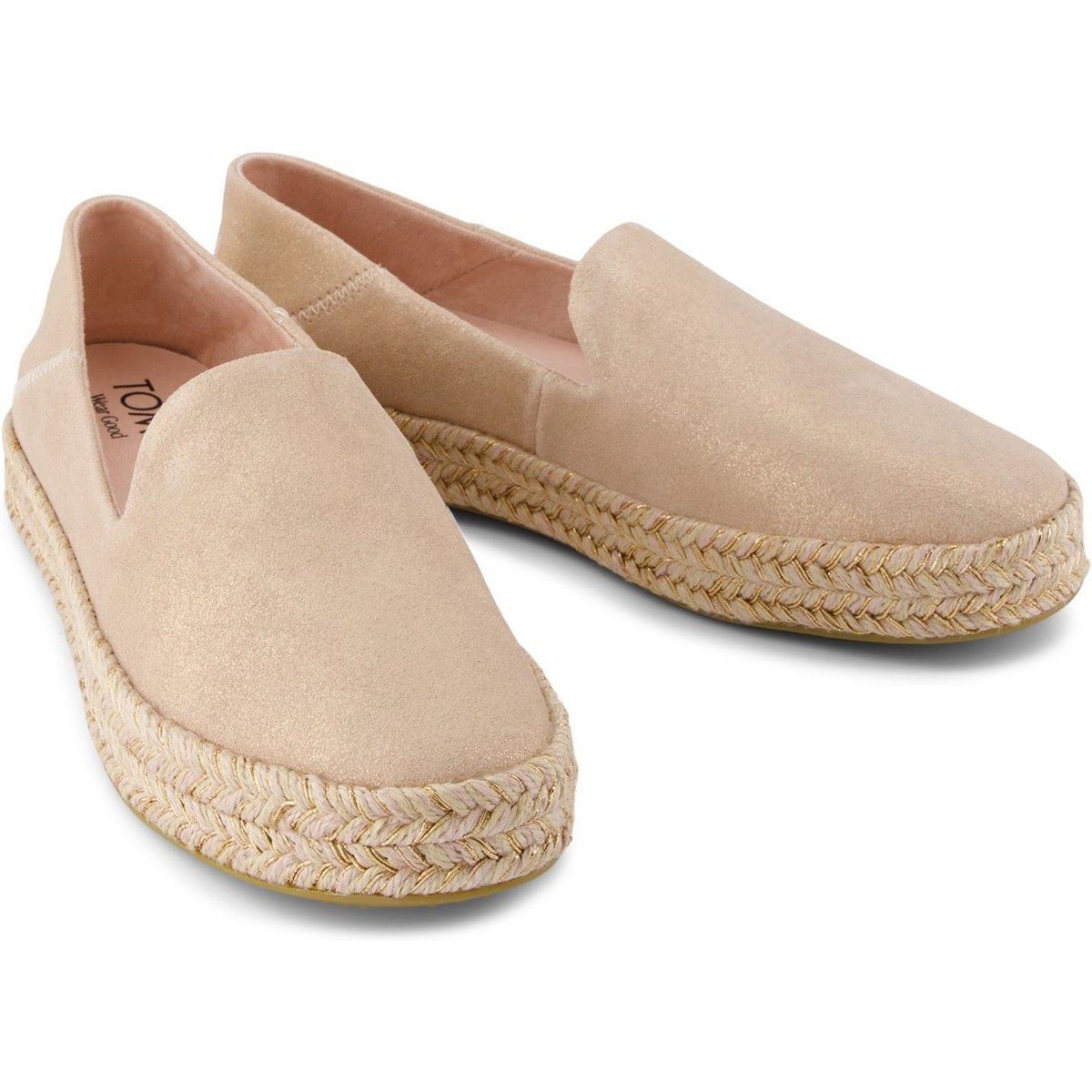 TOMS Carolina Leder Damen Espadrilles in Blassrosa