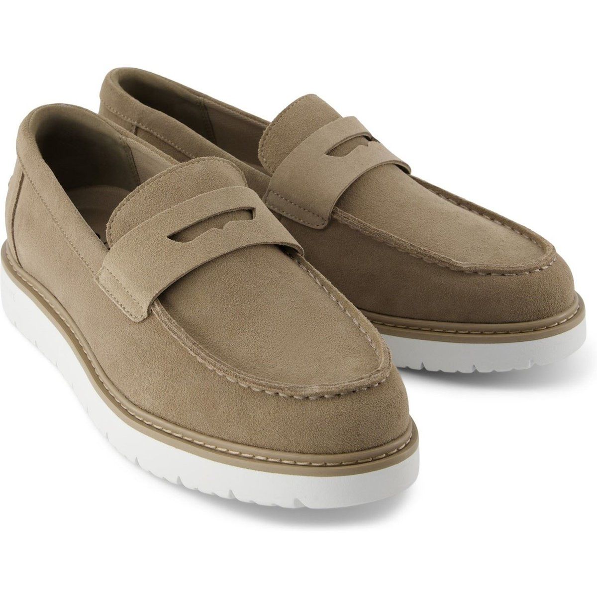 Herren Penny Loafer aus Wildleder mit weißer Sohle