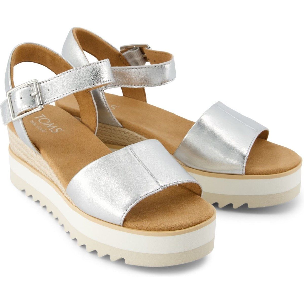 TOMS Diana Leder Damen Silber Wedges