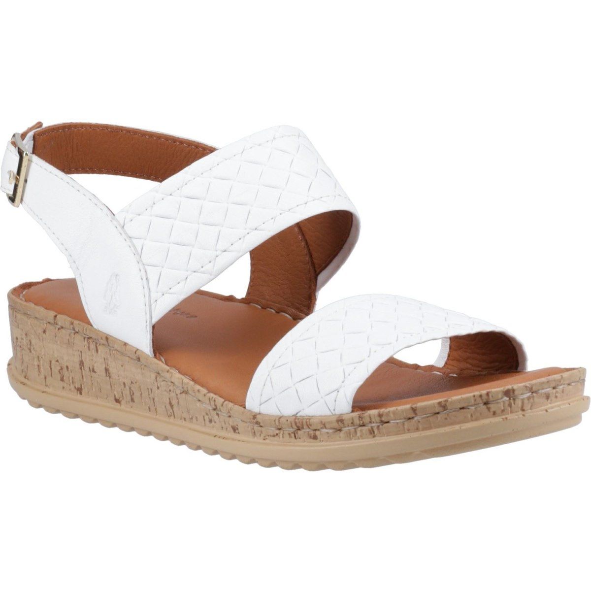 Hush Puppies Ebony Geflochtenes Leder Damen Weiße Sandalen
