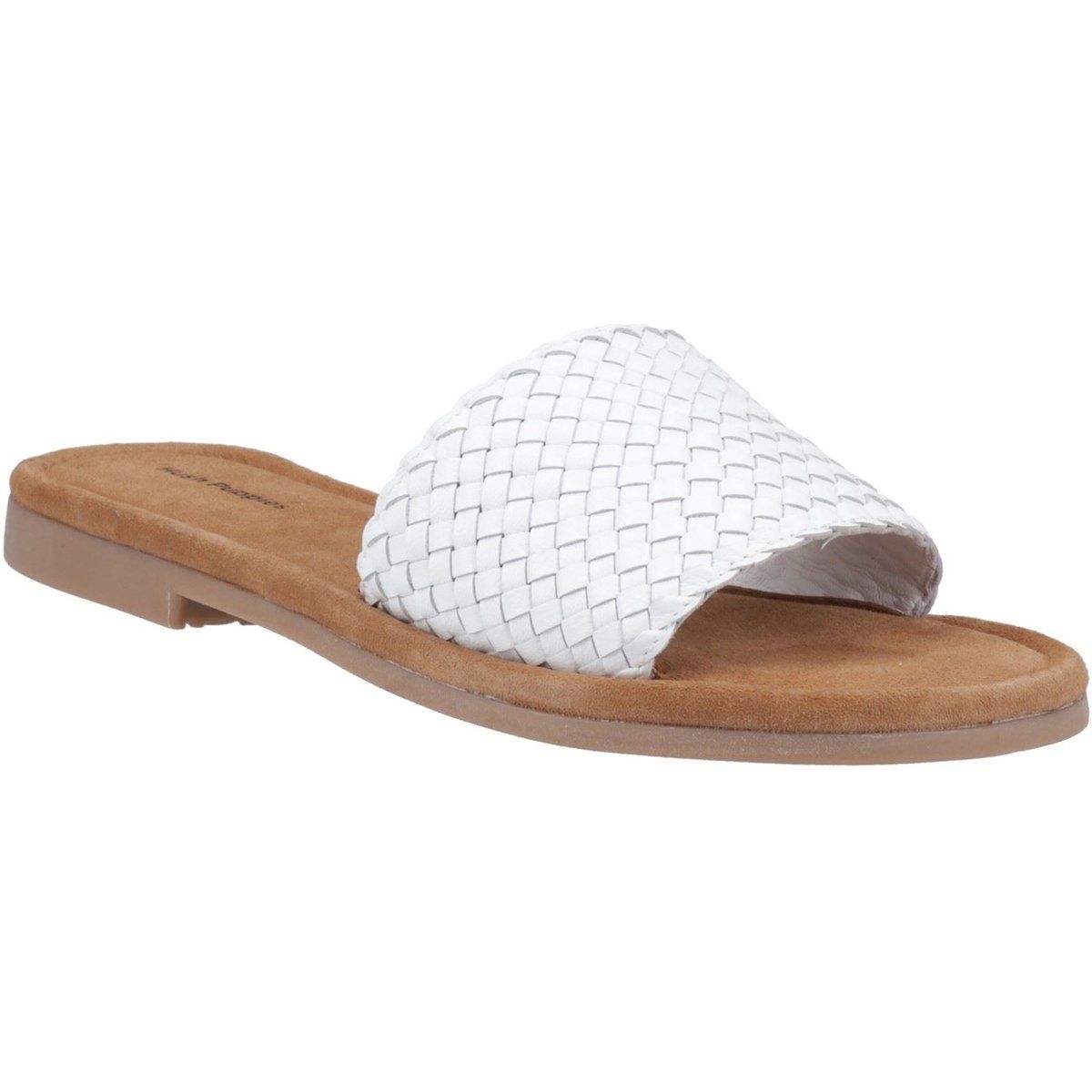 Hush Puppies Hetty Slide Leder Damenweiße Sandalen