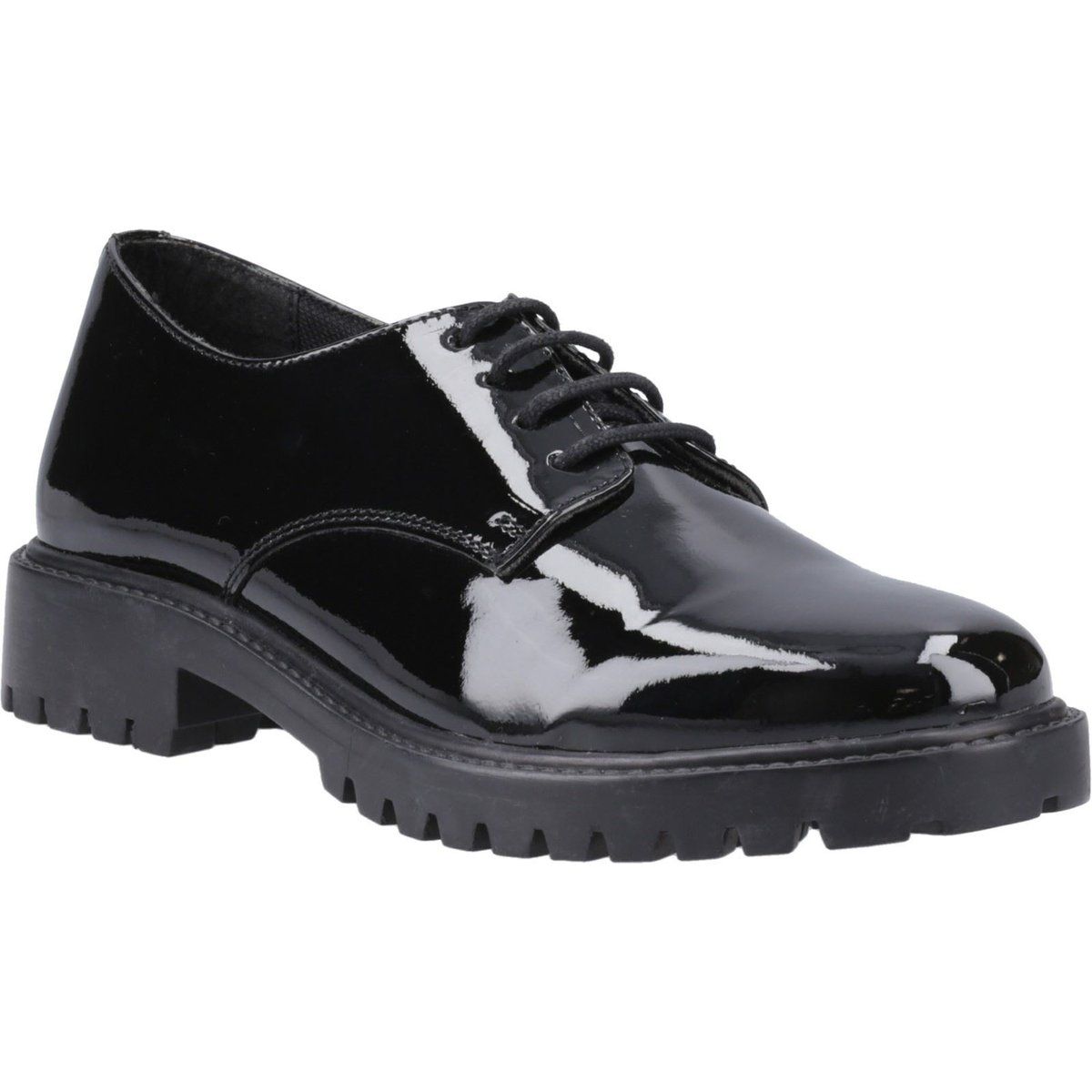 Hush Puppies Aubrey Leder Derby Schuhe für Mädchen in Schwarz