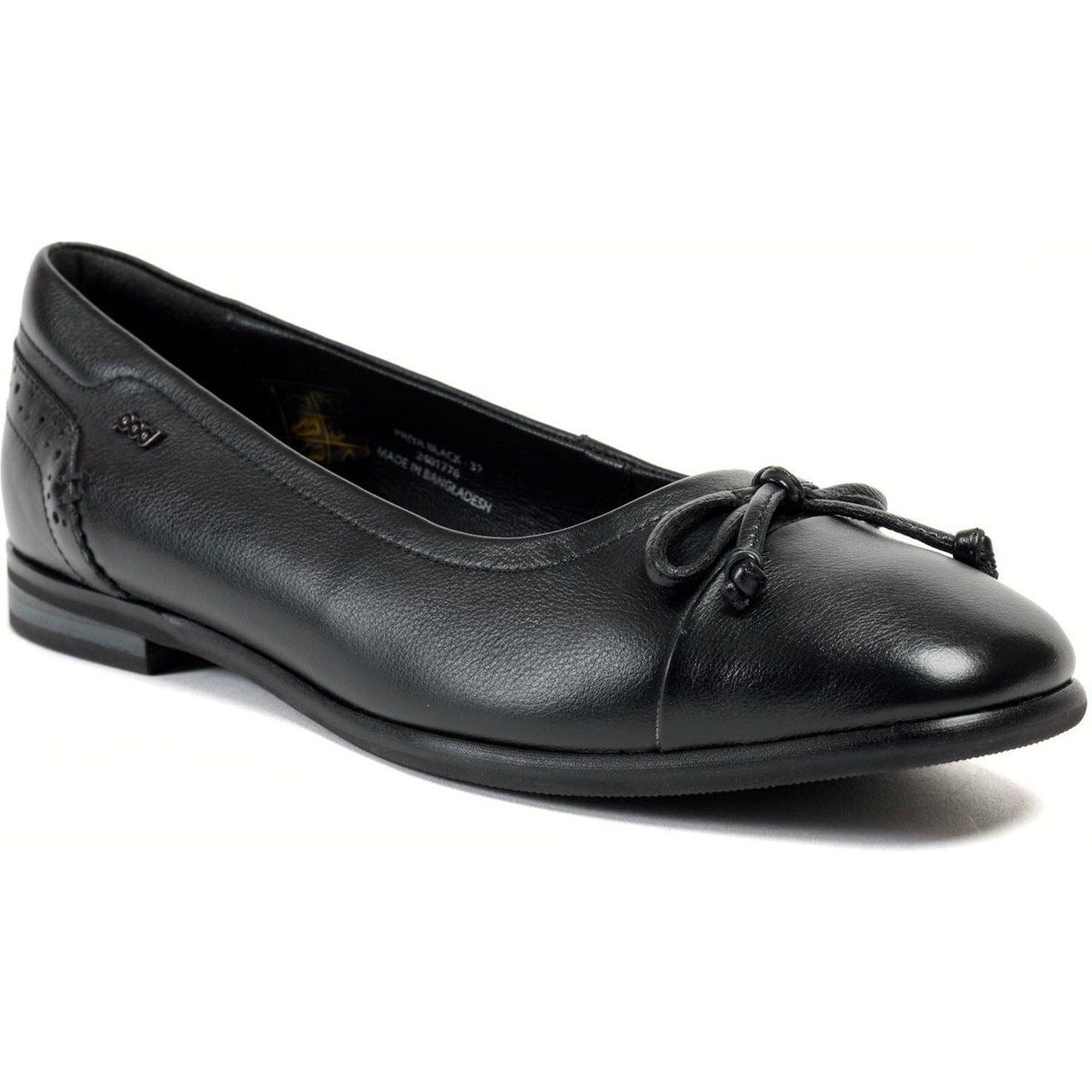 Pod Priya Leder Damen schwarze Ballerinas