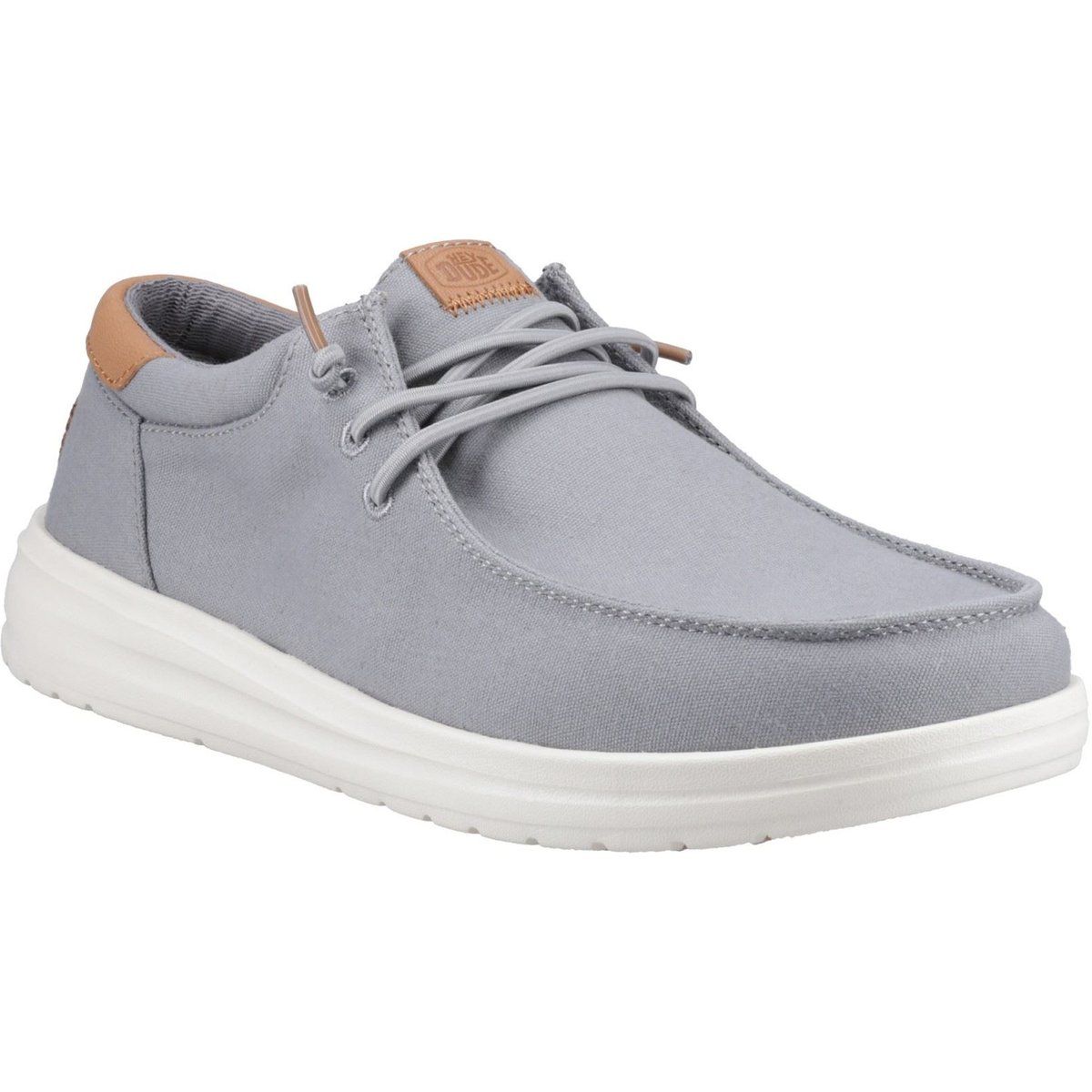 HEYDUDE Paul Canvas Baumwolle Herren Mokasin Schuhe Monument Grau
