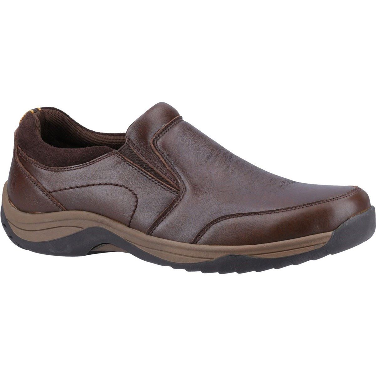 Hush Puppies Donald Leder Herren Mokkasins Schuhe in Kaffee