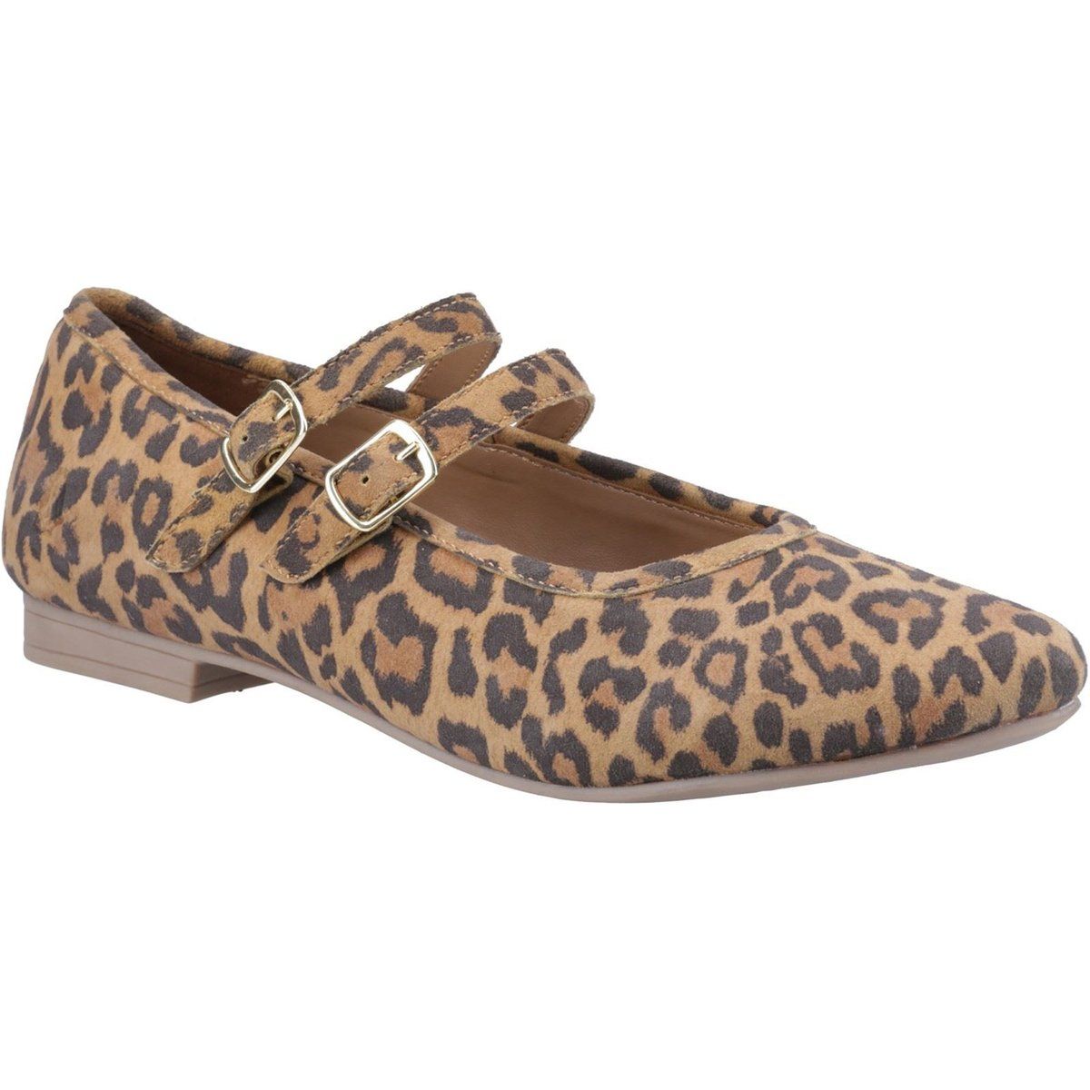 Hush Puppies Nancy Mary Jane Leder Damen Leopard Ballerinas