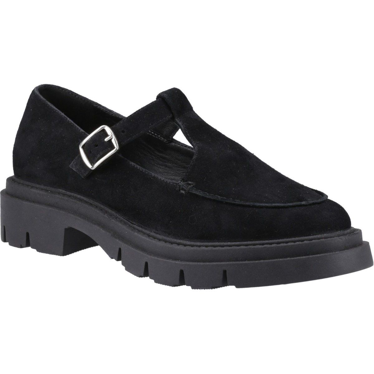 Hush Puppies Nella T-Bar Wildleder Damen Schuhe in Schwarz