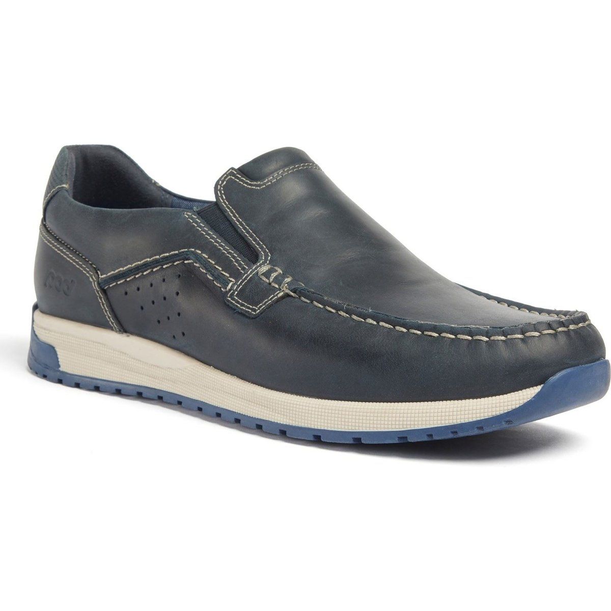 Pod Sean Leder Herren Marineblau Bootschuhe