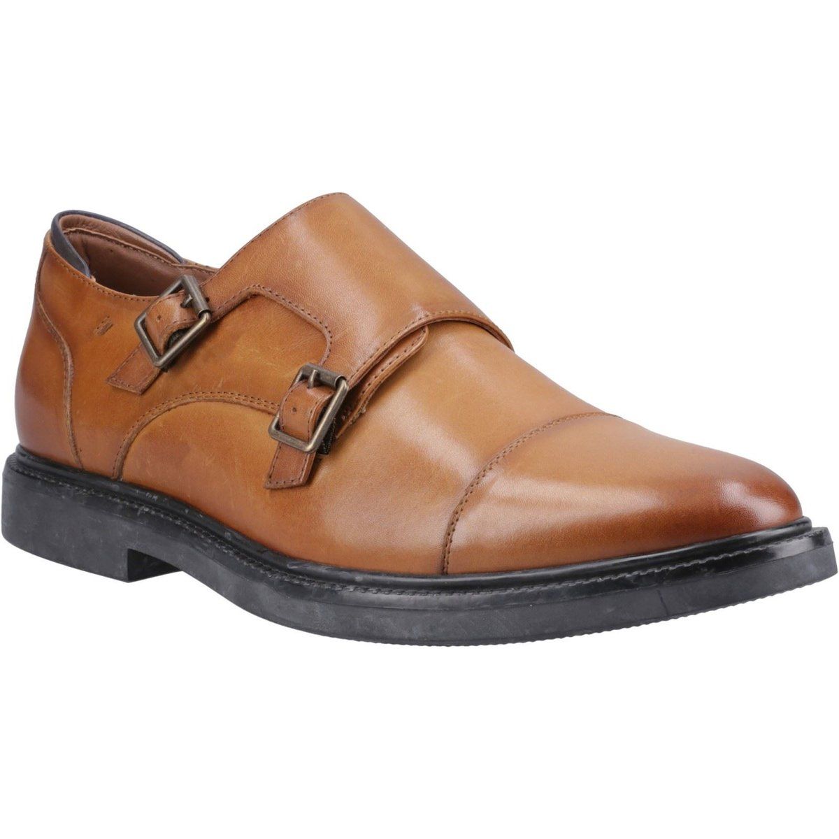 Leder-Doppelmonkschuh mit Schnallen