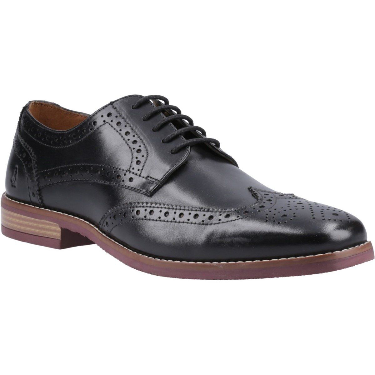 Hush Puppies Mack Leder Herren schwarze Brogues Schuhe