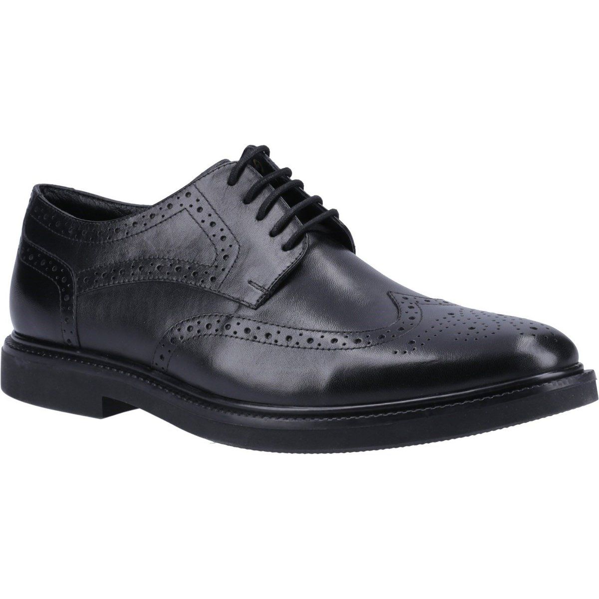 Hush Puppies Kingston Leder Herren Schwarze Brogues Schuhe