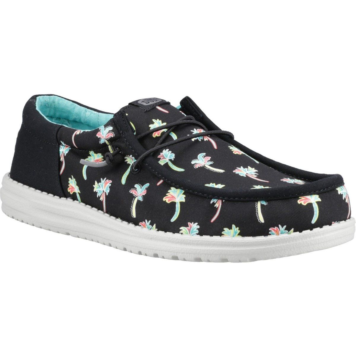 HEYDUDE Wally Funk Party Palm Baumwolle Herren Schwarz/Multi Mokassins Schuhe