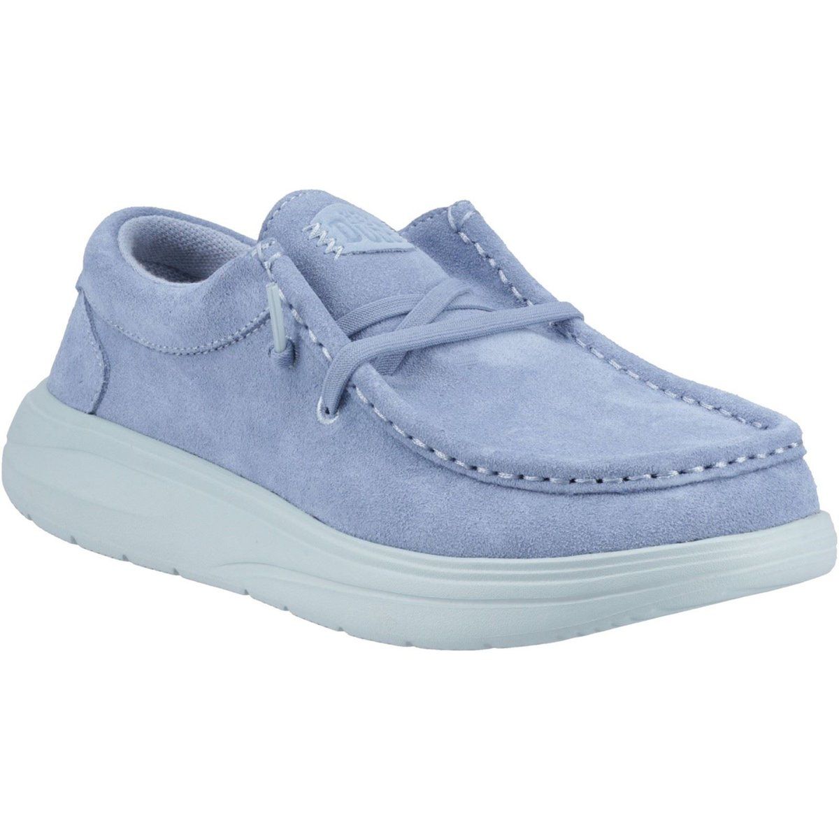 HEYDUDE Wendy COMF Wildleder Damen Mokassins Schuhe in Verwaschenem Denim/Cloud Blau