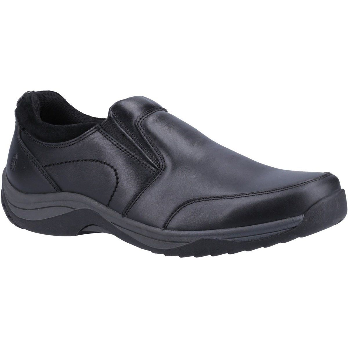 Hush Puppies Donald Leder Herren Schwarz Mokassins Schuhe