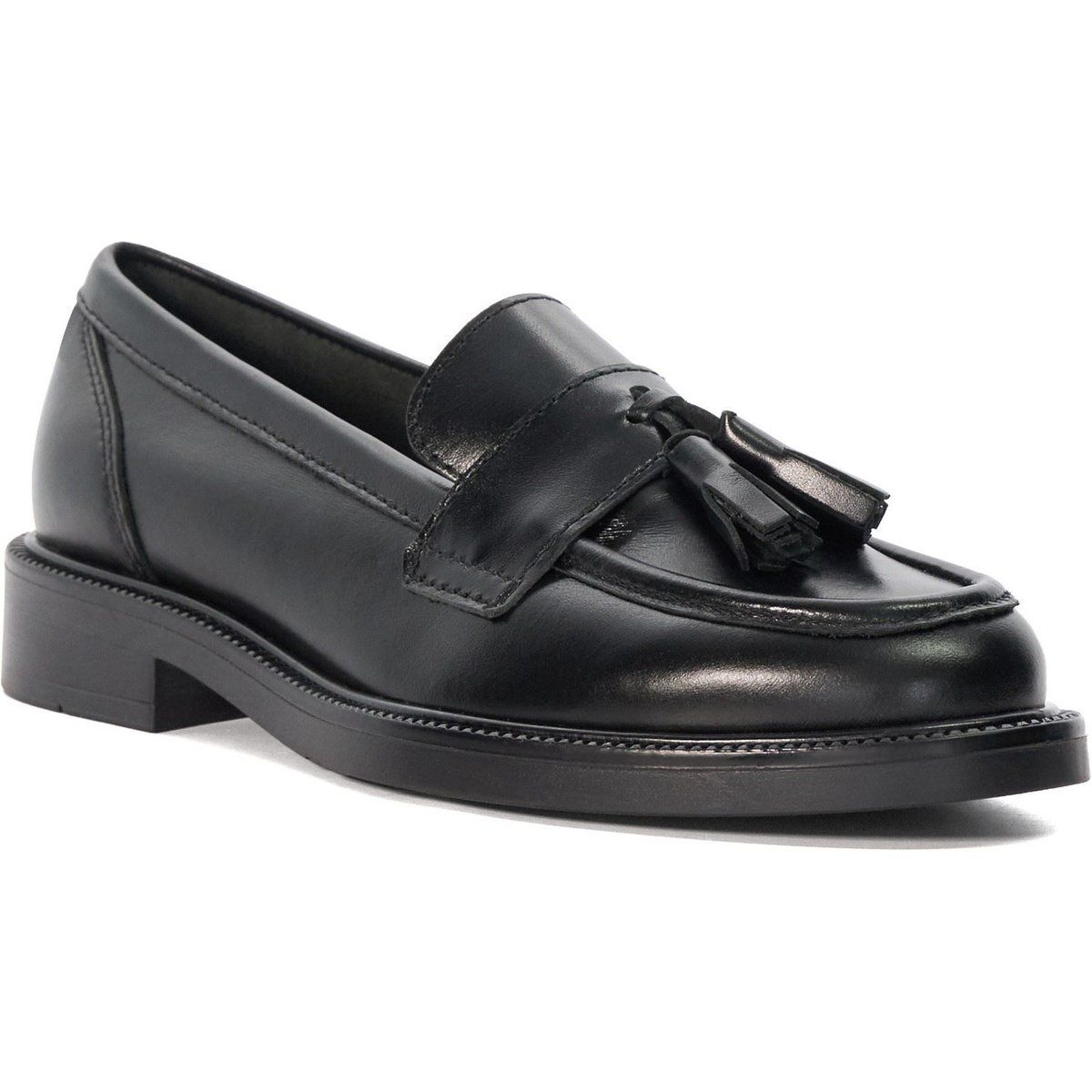 Dune Garda Leder Damen Schwarze Slipper