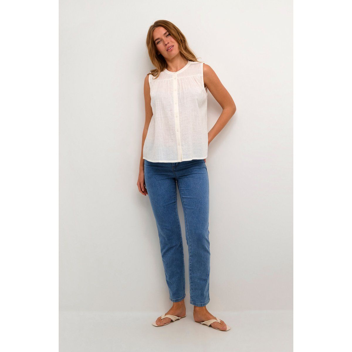 Kurzarm-Bluse Regular fit Chalk white