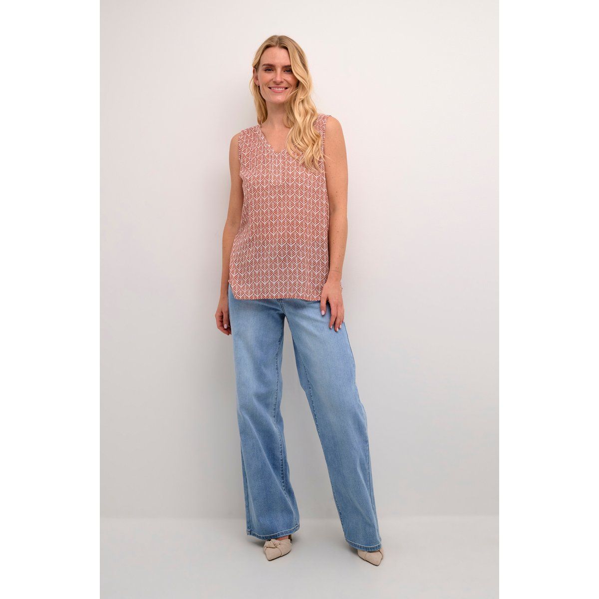 Geometrische ärmellose Bluse in Rot