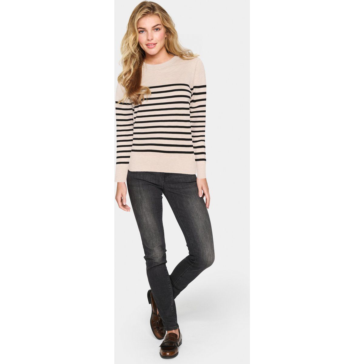 Strickpullover Gerade Passform black offwhite