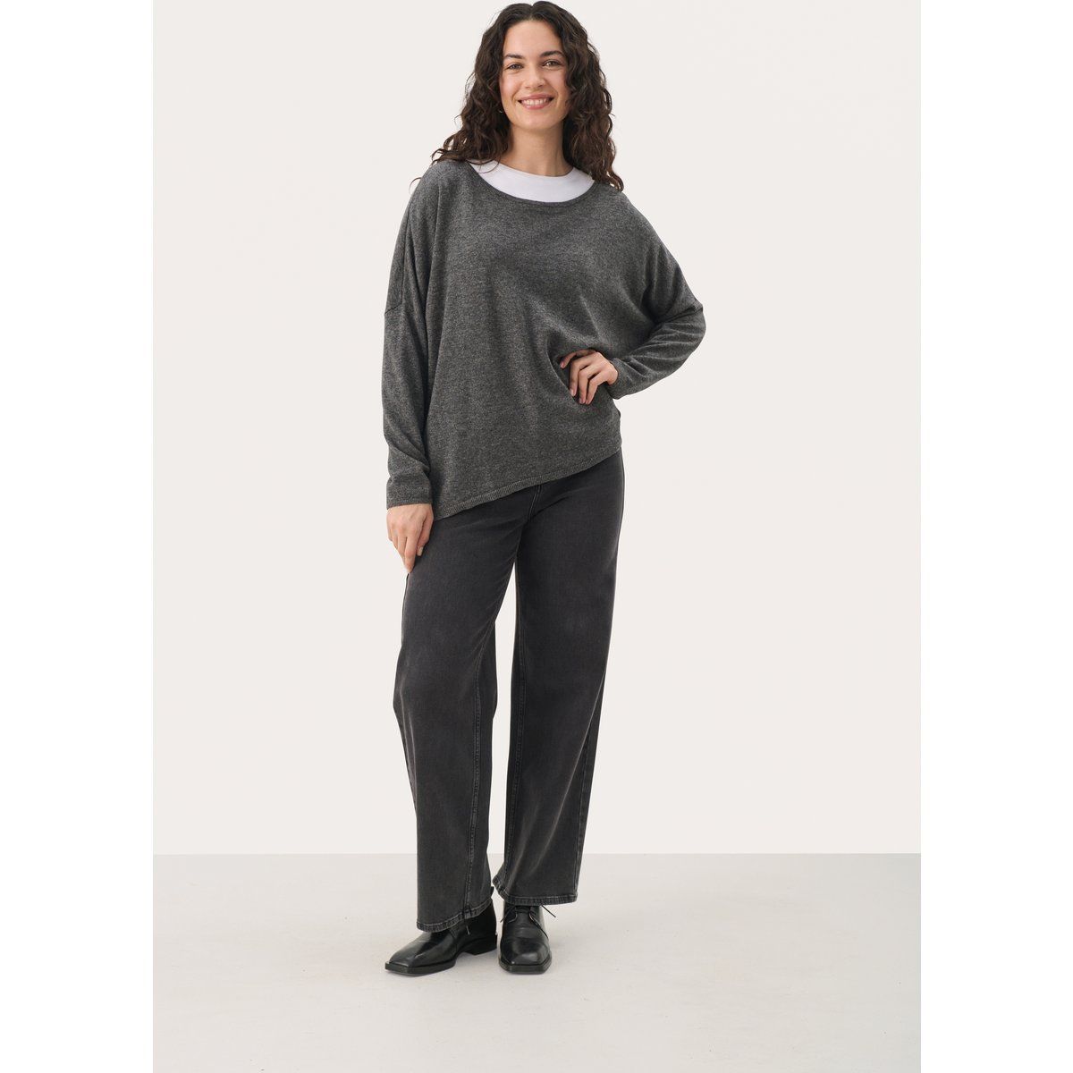 Strickpullover Lockere Passform dark grey
