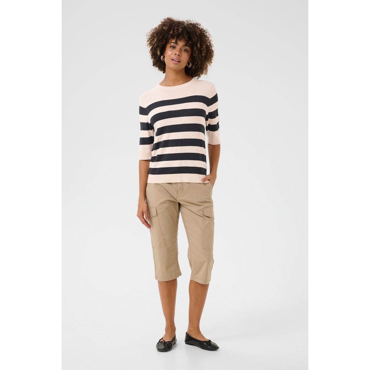 Gestreifter Strickpullover mit Relaxed Fit