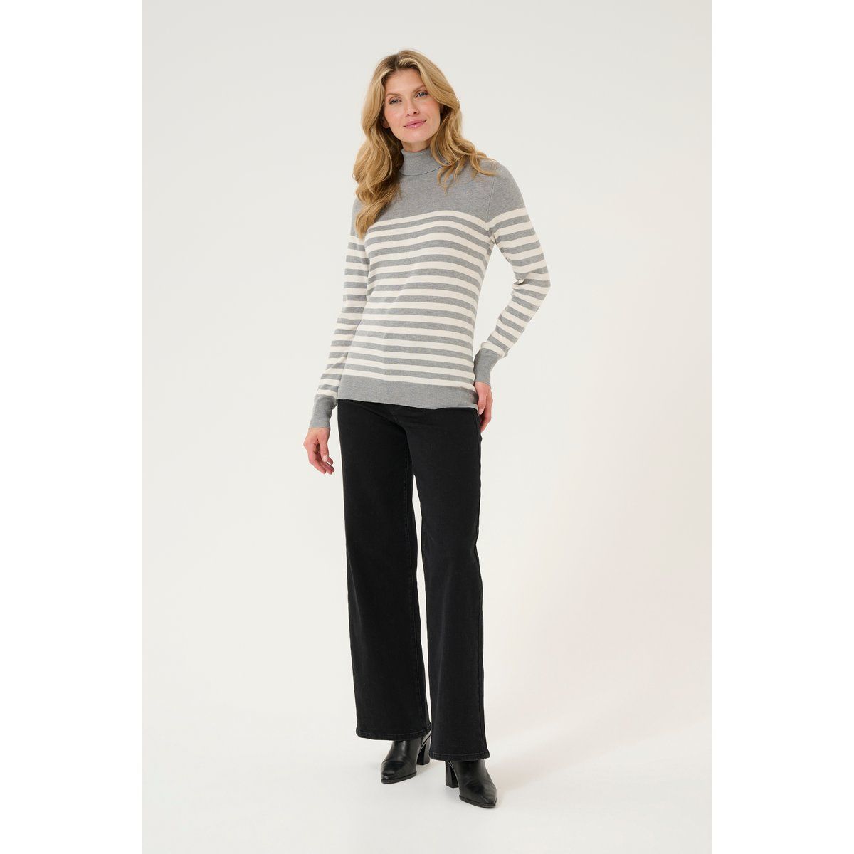 Strickpullover Slim fit grey white