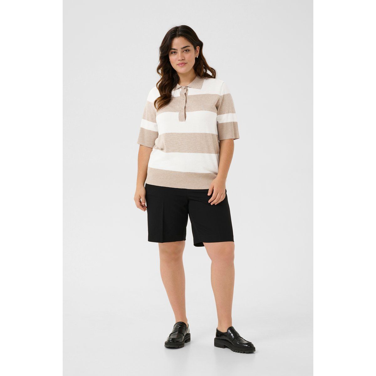 Gestreiftes Kurzarm-Strickpolohemd
