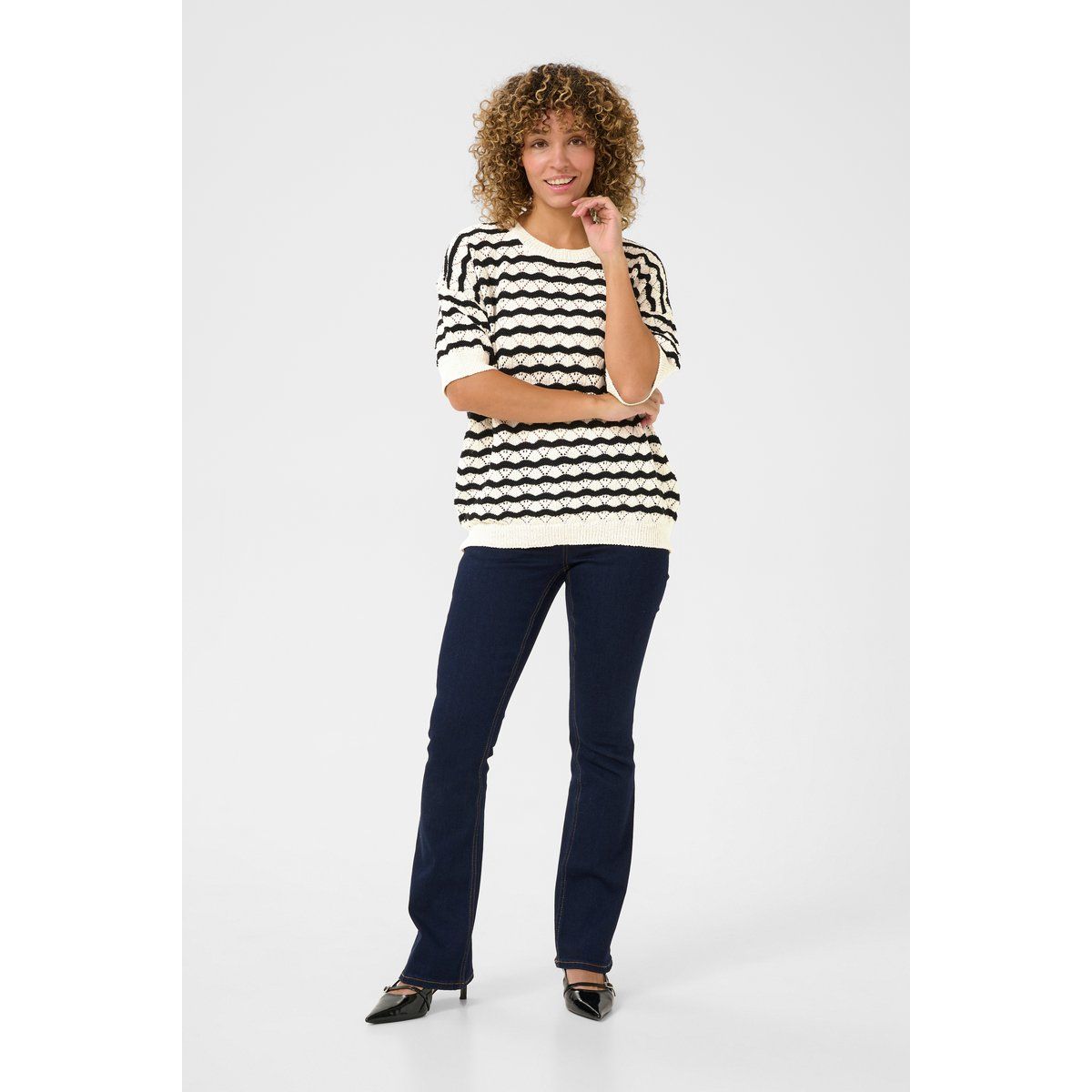 Strickpullover Straight fit black offwhite