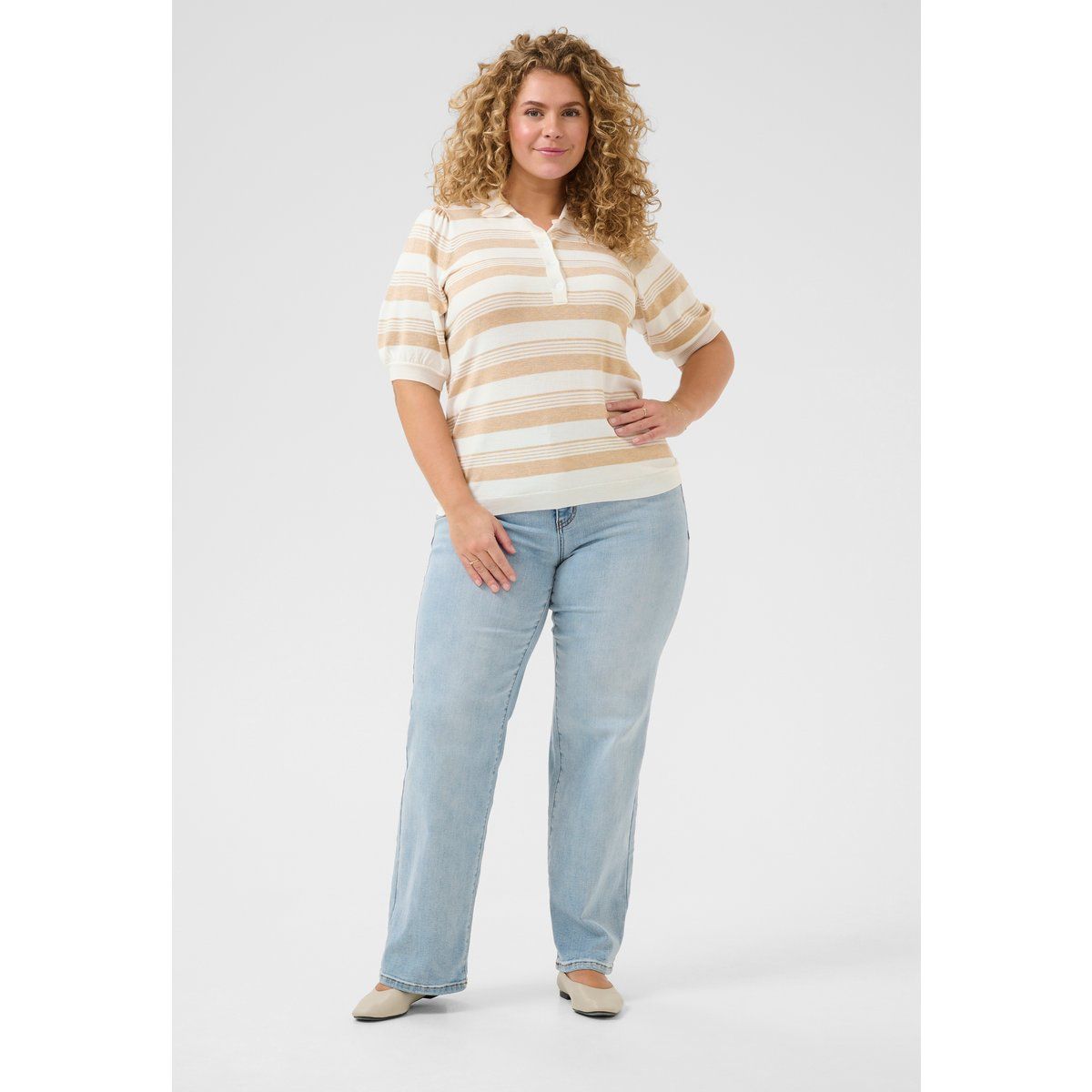 Gestreiftes Strick-Poloshirt Regular Fit