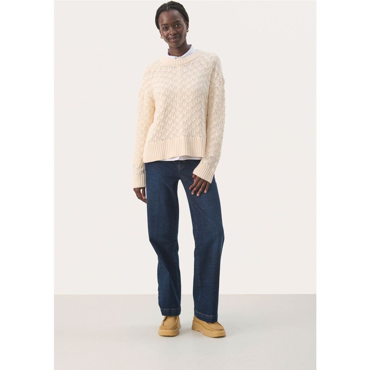 Strickpullover Gerade Passform cream