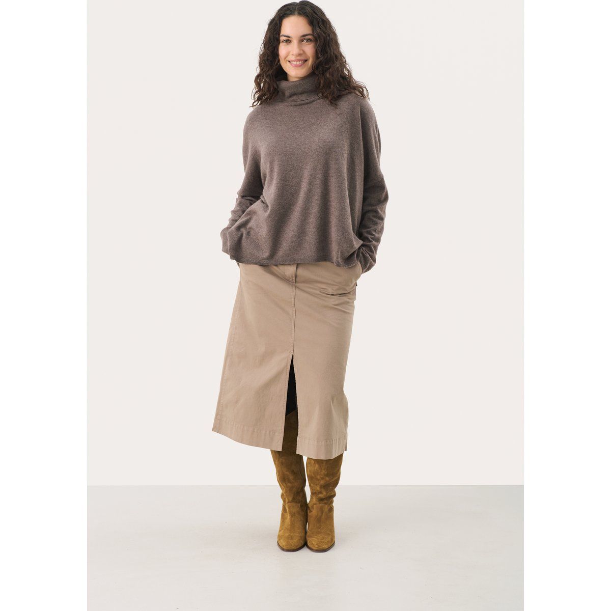 Strickpullover Lockere Passform taupe
