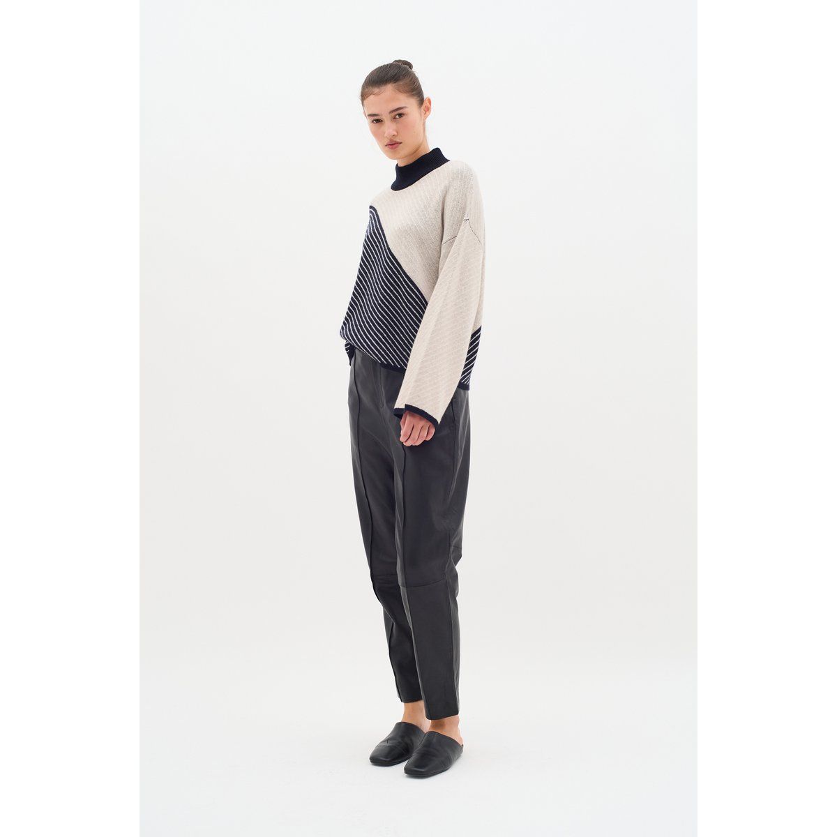 Farbblock Strickpullover Klassische Passform