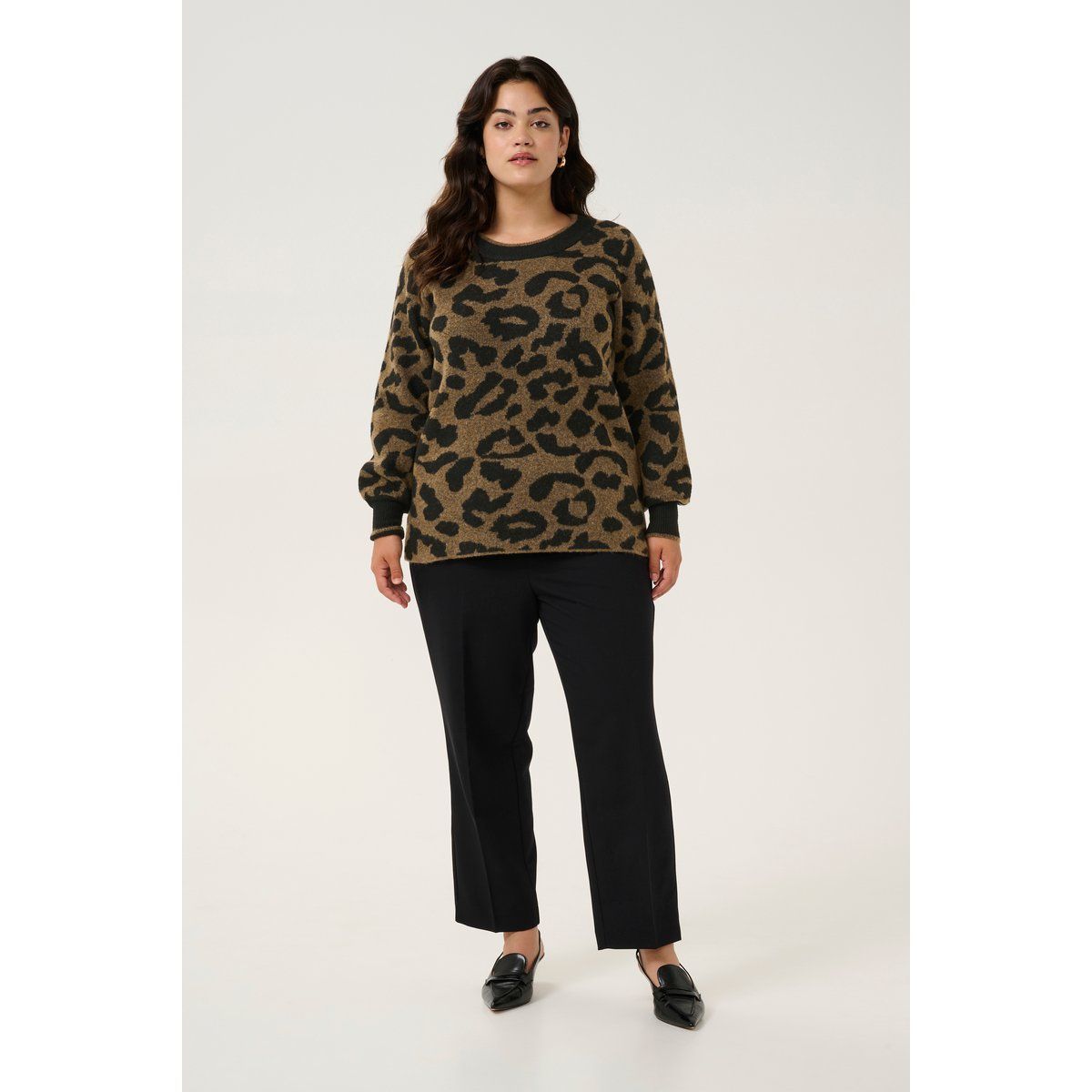 Strickpullover mit Animal-Print, lockere Passform