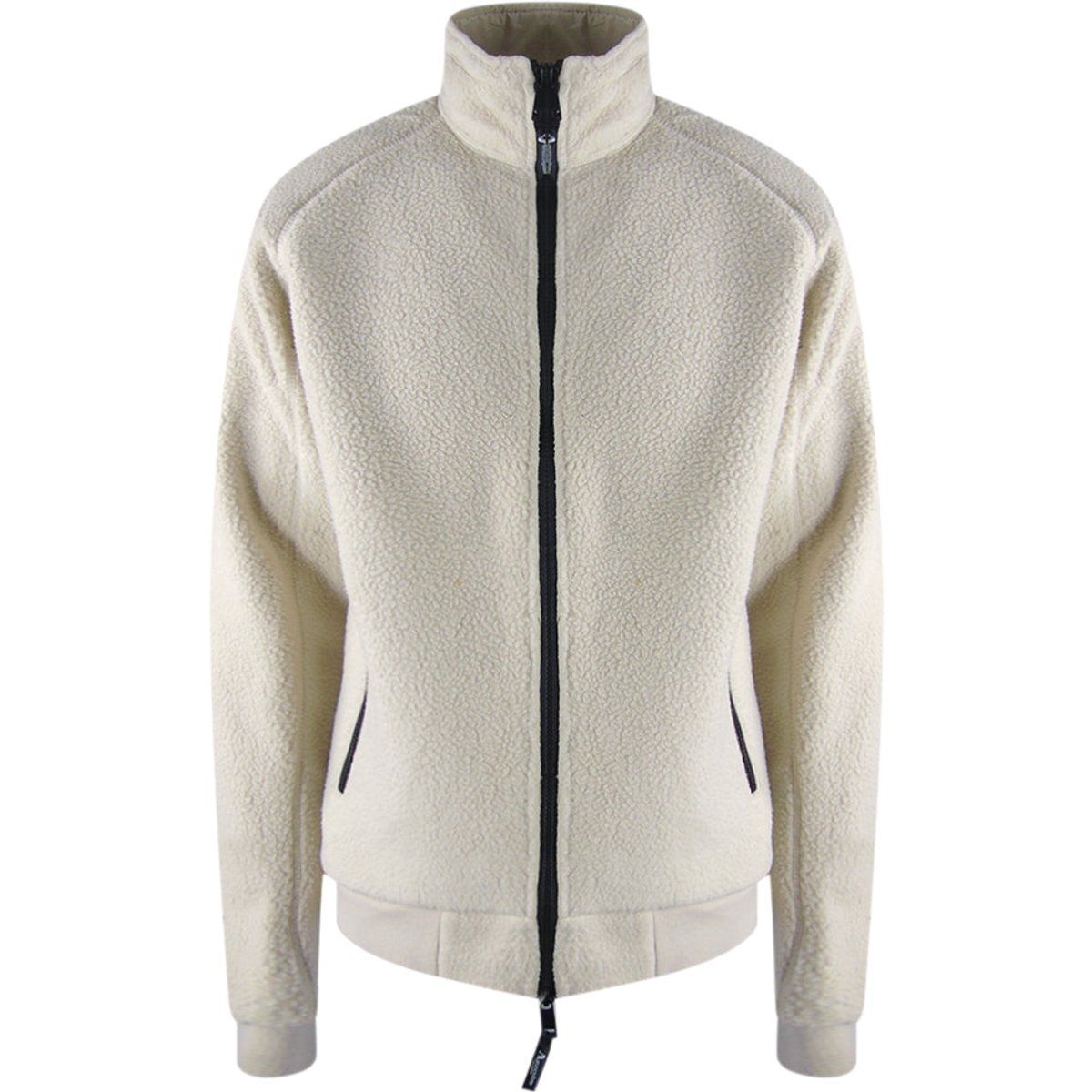 Beige Sherpa Fleece Jacke mit Reißverschluss