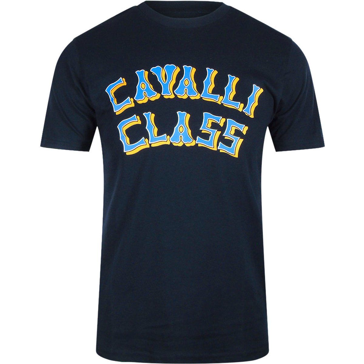 Marineblaues Baumwoll T-Shirt mit Grafiklogo