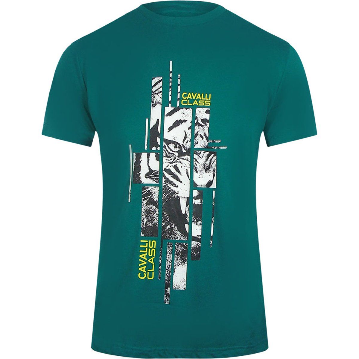 Abstraktes Tiger-Logo Baumwoll-T-Shirt