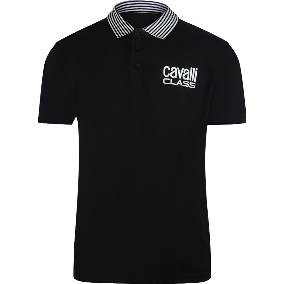 Schwarzes Poloshirt mit Streifenkragen