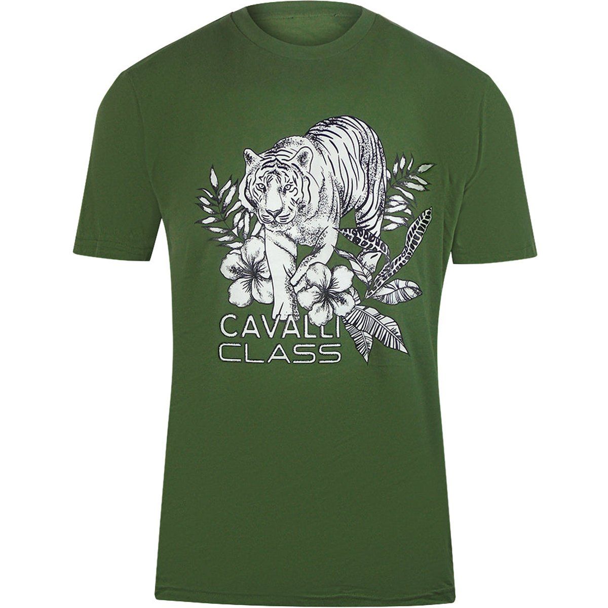Baumwoll T-Shirt mit Tiger Grafikprint