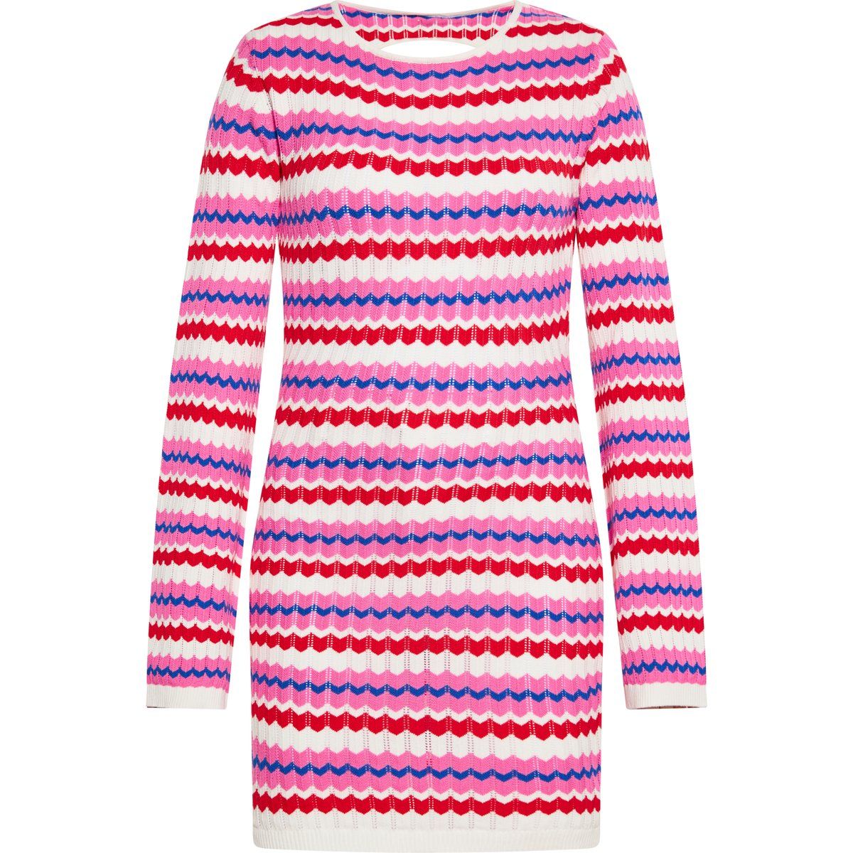 Strukturiertes Mini-Strickkleid mit Zickzack-Muster