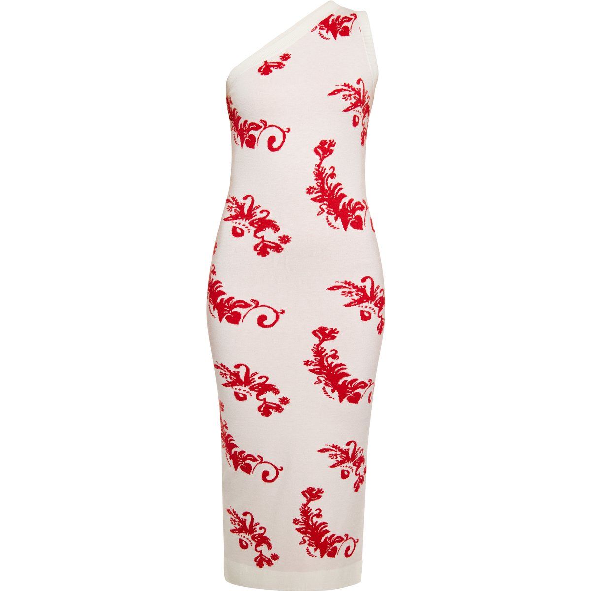One-Shoulder Midikleid mit Barockmuster