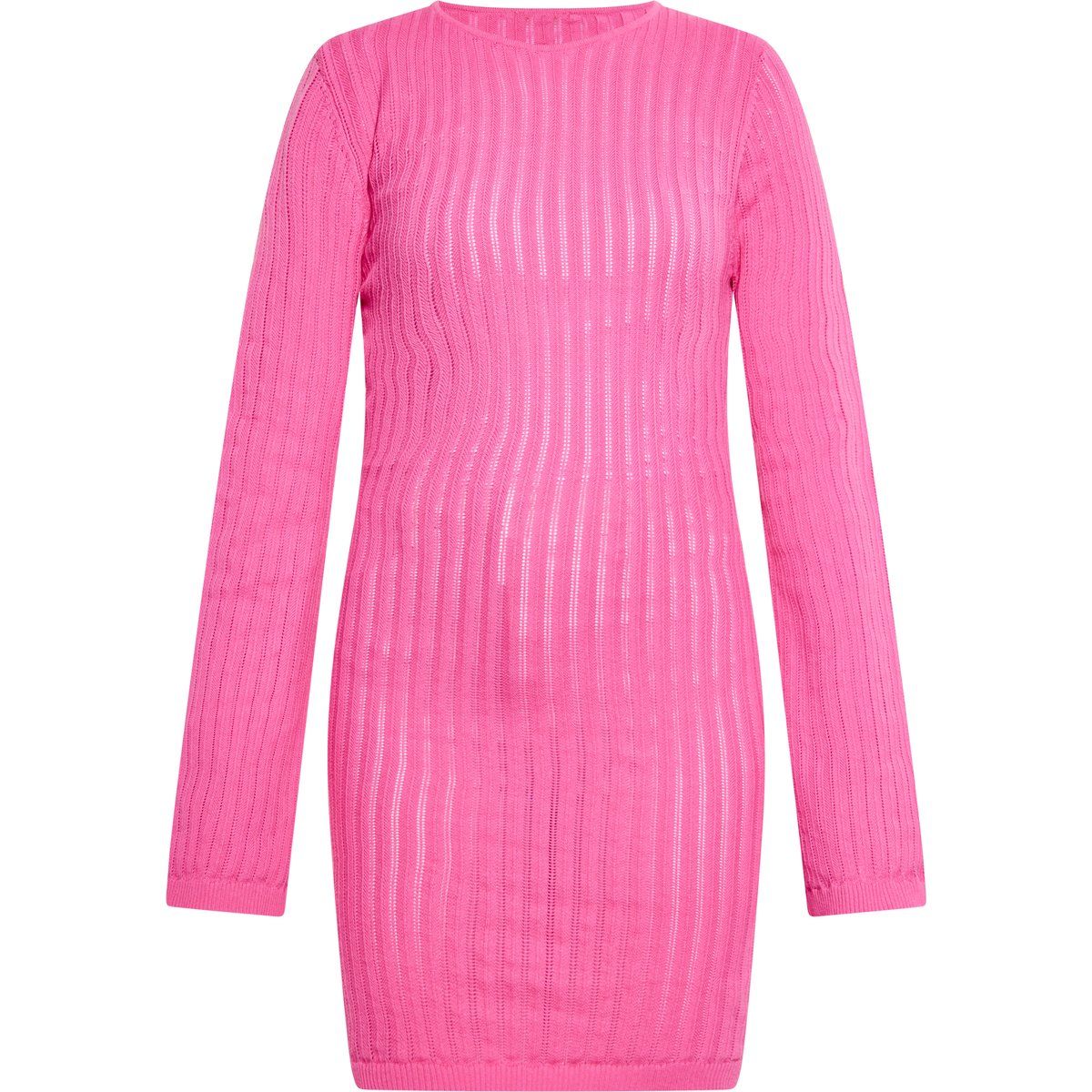 Geripptes Strick-Bodycon-Minikleid