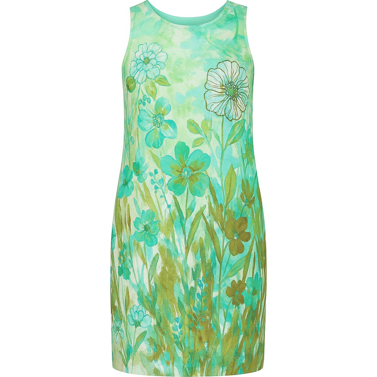 Ärmelloses Kleid aus Voile mit Blumenmuster