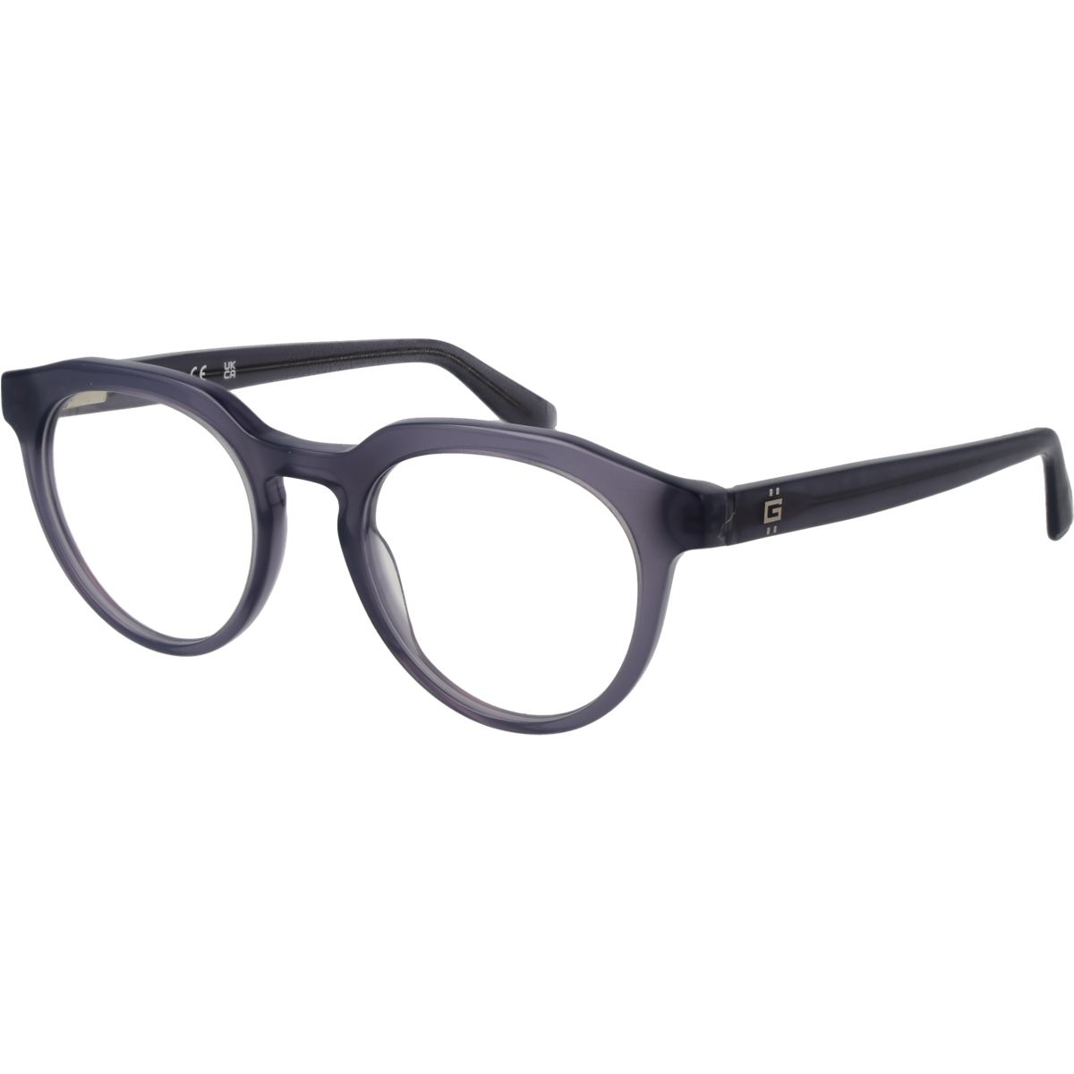 Runde Vollrandbrille aus grauem Acetat