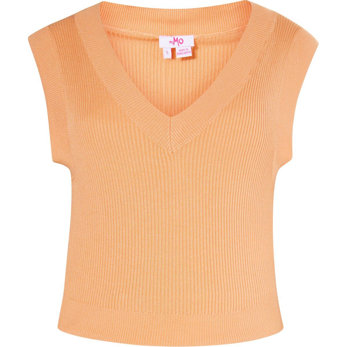 Geripptes Stricktop mit V-Ausschnitt