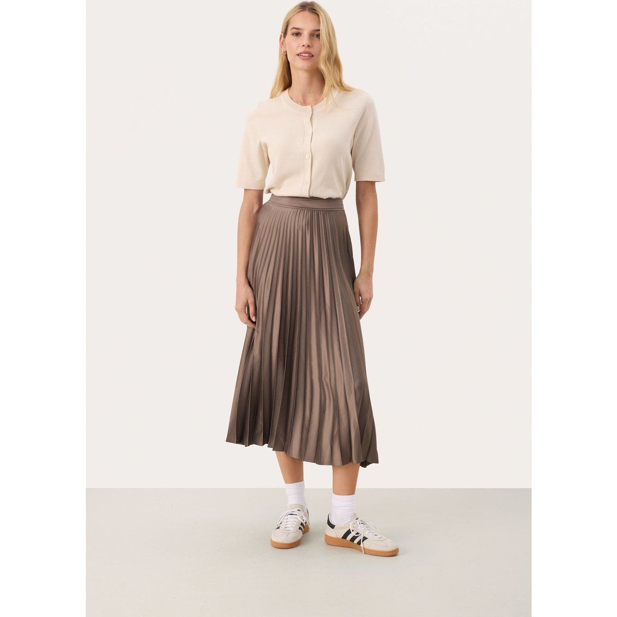 Eleganter Plissee A-Linien Midirock
